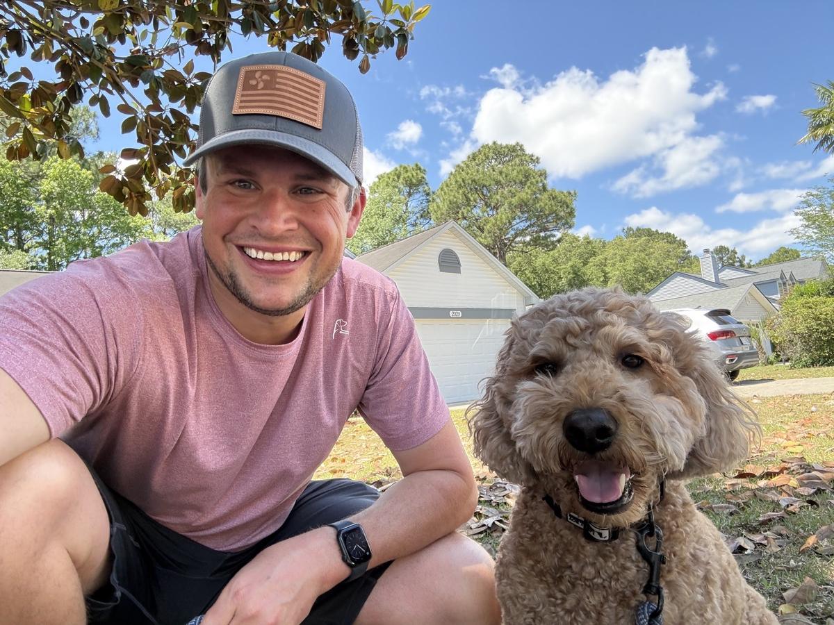 Walker selfie with a golden doodle